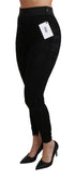 Dolce & Gabbana Black Lace Skinny High Waist Cotton Pants